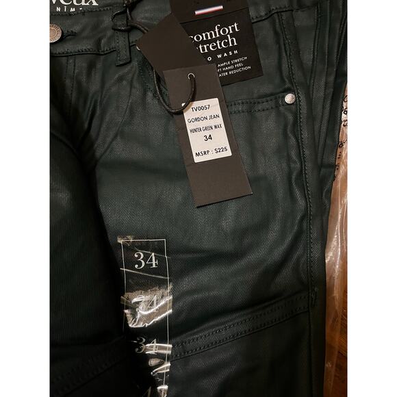 Si Tu Veux Hunter Green Wax Gordon Jeans Superstack Size34 - Picture 4 of 4